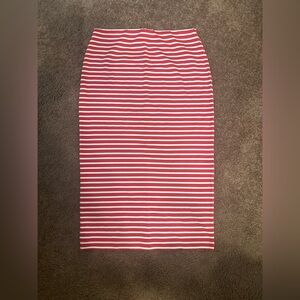 Sanctuary Red and White Striped Midi Pencil Skirt